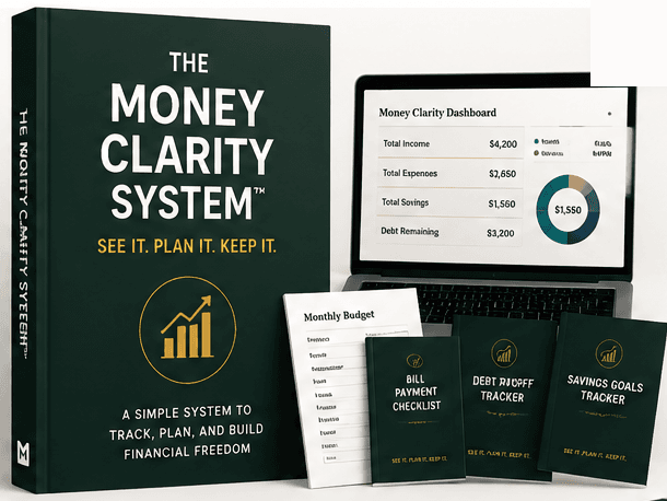 The Money Clarity System™ — the complete bundle: guide, dashboard, planner, challenges, and bonuses